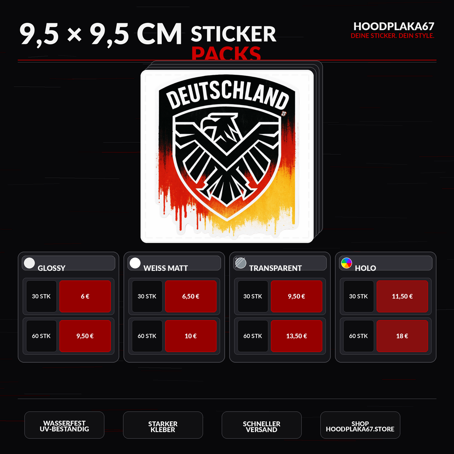Deutschland Motiv 9,5x9,5cm